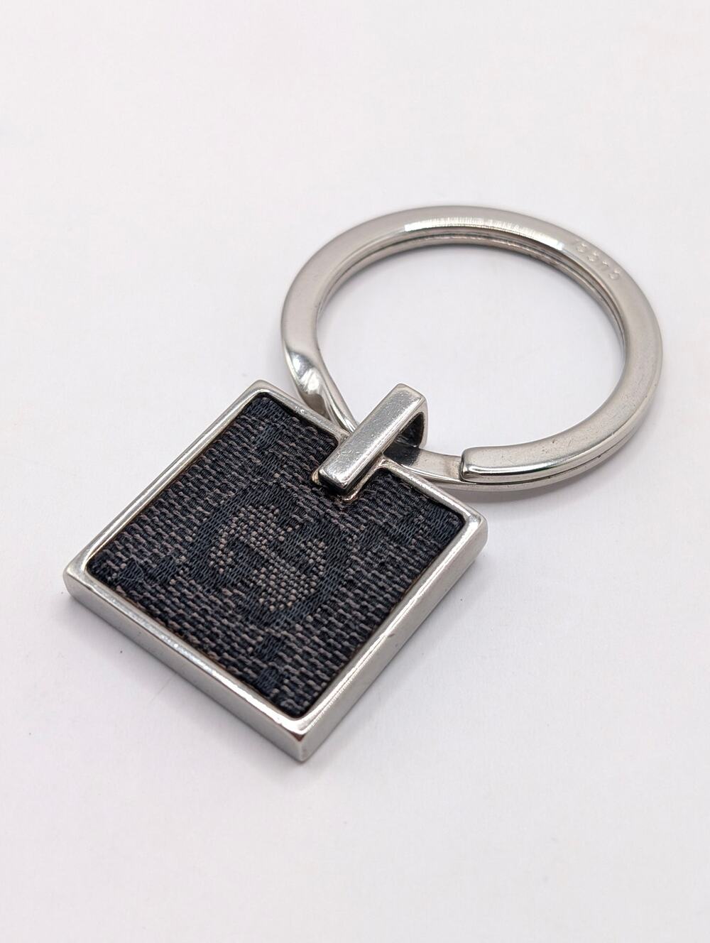 Authentic Gucci GG Canvas Silver Keyring Key Fob